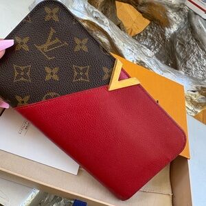 Louis Vuitton Red and Brown Monogram Wallet